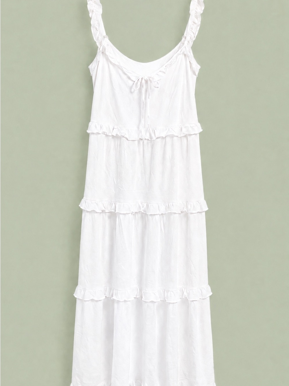 J.Crew White Cotton Tiered Ruffle Midi Dress Size Large